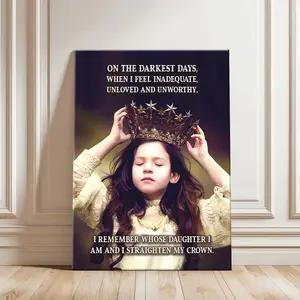 "Straighten My Crown" Inspirational Daughter Canvas Art - "Whose Daughter I Am" Quote Poster - Empowering Gift from Mom & Dad