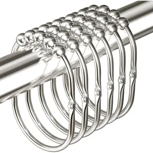 12 count Wide Shower Curtain Hooks Rings, Rust Proof Stainless Steel, Heavy Duty Shower Hooks Rings for Bathroom Shower Rods Curtains Liners, Easy Glide Rollers, Set of 12,Chrome