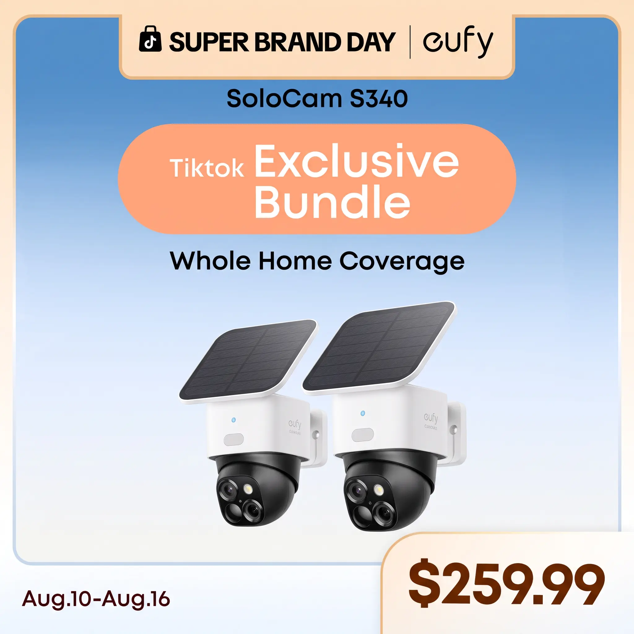 【Exclusive Bundle】eufy Security SoloCam S340 360° Pan & Tilt Solar Security Camera 2.4 GHz Wi-Fi No Monthly Fee HomeBase S380 Compatible - Ai Auto Lock And Tracking