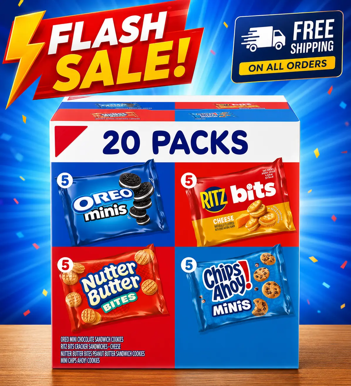 Nabisco Snacks Variety Pack, 20 Individual Snack Packs with OREO Minis, Nutter Butter Bites, CHIPS AHOY! Minis Cookies & RITZ Bits Cheese Sandwich Crackers, Assorted Sweet & Savory Grab-and-Go Lunch Box Snacks for Kids