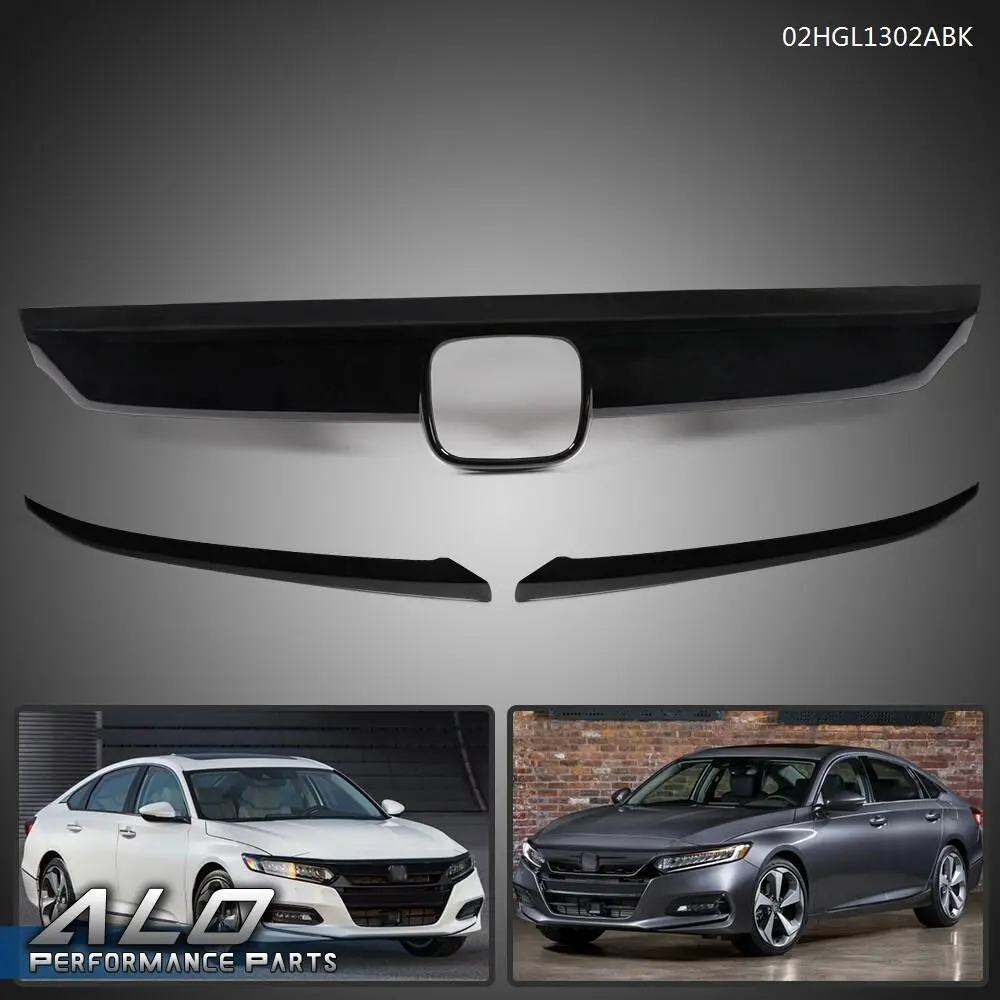 Glossy Black Lip Front Grille Cover Moulding Trim Fit For Honda Accord 2018-2020