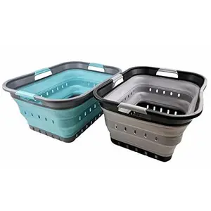 SAMMART 42L (11 gallon) Collapsible Plastic Laundry Basket - Foldable Pop Up Storage Container/Organizer - Portable Basket - Space Saving Hamper/Basket