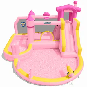 Outfunny Inflatable Water Castle - Backyard Water Park with Slide, Bounce House & Pool for Kids 3-12 with accessory kit