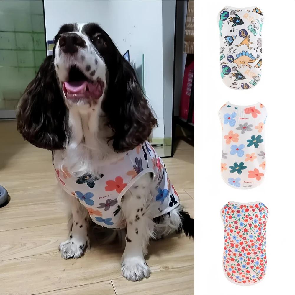 Cute Summer Pet Dog Cooling Vest Cartoon Soft Clothing Summer Casual Shirts Small Medium Large Dogs Puppy French Bulldog Clothes