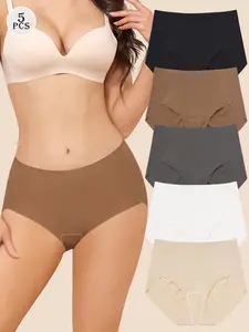 Women's Camo-Proof High-Waisted Underwear, Seamless Panties with Concealed Toes, No-Show Workout & Yoga Briefs (set of 5)