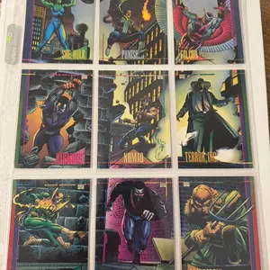 Marvel 1993 Trading Cards Lot (9) – Punisher, She-Hulk, Iron Fist, Falcon + Villains