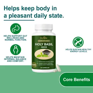 Holy Basil Seed Capsules Dietary Herbal Supplement for Daily Gut Wellness, Digestive Support, and Lifestyle Balance