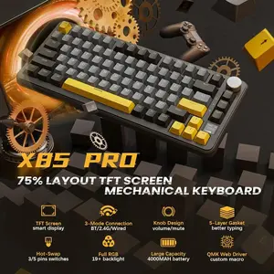 Attack Shark X85 Pro 75% Mechanical Keyboard, Screen & Knob Support, Hot Swappable Wireless 2.4GHz/BT/wired, RGB Backlit, Pad Mount USB Interface