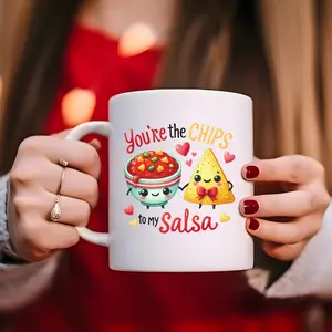 Funny Valentine's Day Mug 11oz Gift for Salsa Lover, You're the Chips to My Salsa, Coffee Cup, Tea Mug, Ceramic Drinkware, Kitchen Decor