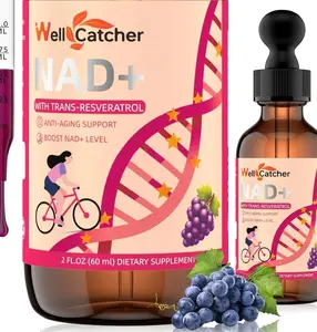 NAD+ Liquid Supplement for Women Men: NAD+ Resveratrol Drops with Grape Seed Extract CoQ10 Zinc Vitamin B2 Nicotinamide Riboside Support Energy Anti-Aging & Heart Health Grape Flavor 30 Servings