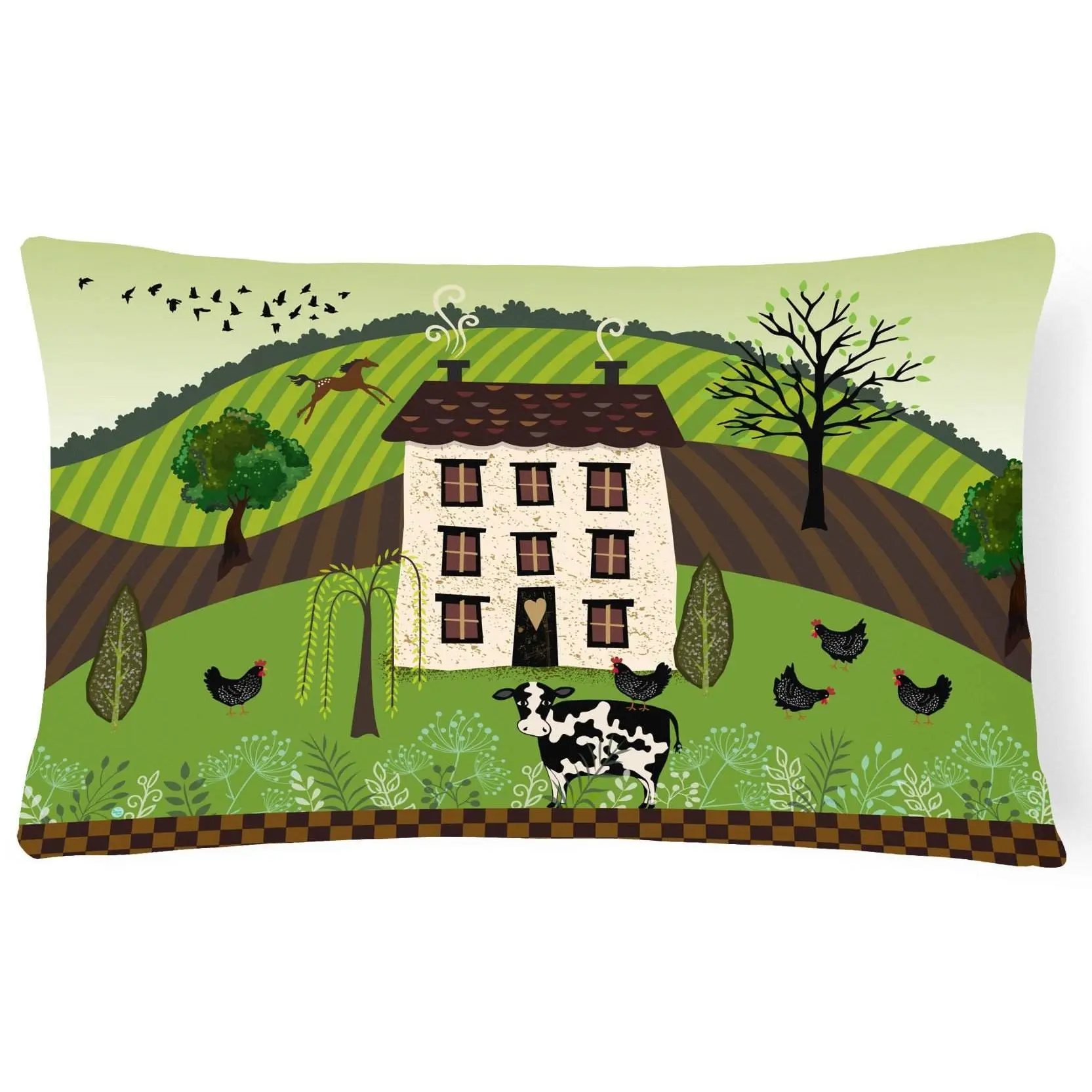 Rustic French Country Folk Art Cushion, All-Seasons Fade-Resistant Canvas Fabric Decorative Pillow for House, Model VHA3024PW1216