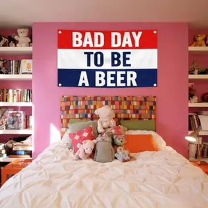 2D Flat Banner 1pc Bad Day to Be a Beer Flag Bunting 3x5 Feet Hanging Rug, Ideal for Dorm Room Man Cave Wall Decor, No Power Needed