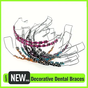NEW 2025! Vibrant Easter-Themed Metallic Braces with Colorful Hooks, Wires& Ties- Orange, Blue, Black Design for Festive Smile Customization, Braces Accessories |   Festive Braces |   Metallic Finish