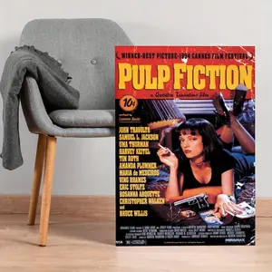 Pulp Fiction Movie Poster Canvas Wall Art, Home Wall Art, Vintage Film Framed Wall Decor for Bedroom, Man Cave & Living Room 2000S Wall Decor