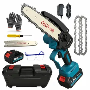 【SummerVibes】SEEVOLX 6-Inch Brushless Mini Chainsaw – Visible Oil Tank & Press-to-Spray, Cordless Electric Saw for Wood Cutting, Gardening | Lightweight One-Hand Use,cordless battery