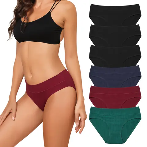 LEVAO Women's Plus-Size Cotton Cheeky Hipster Panties, 6-Pack Chic Buttery Soft No-Show Period Underwear with 100% Cotton Crotch, Breathable Stretch Assorted Color Yoga Underwear