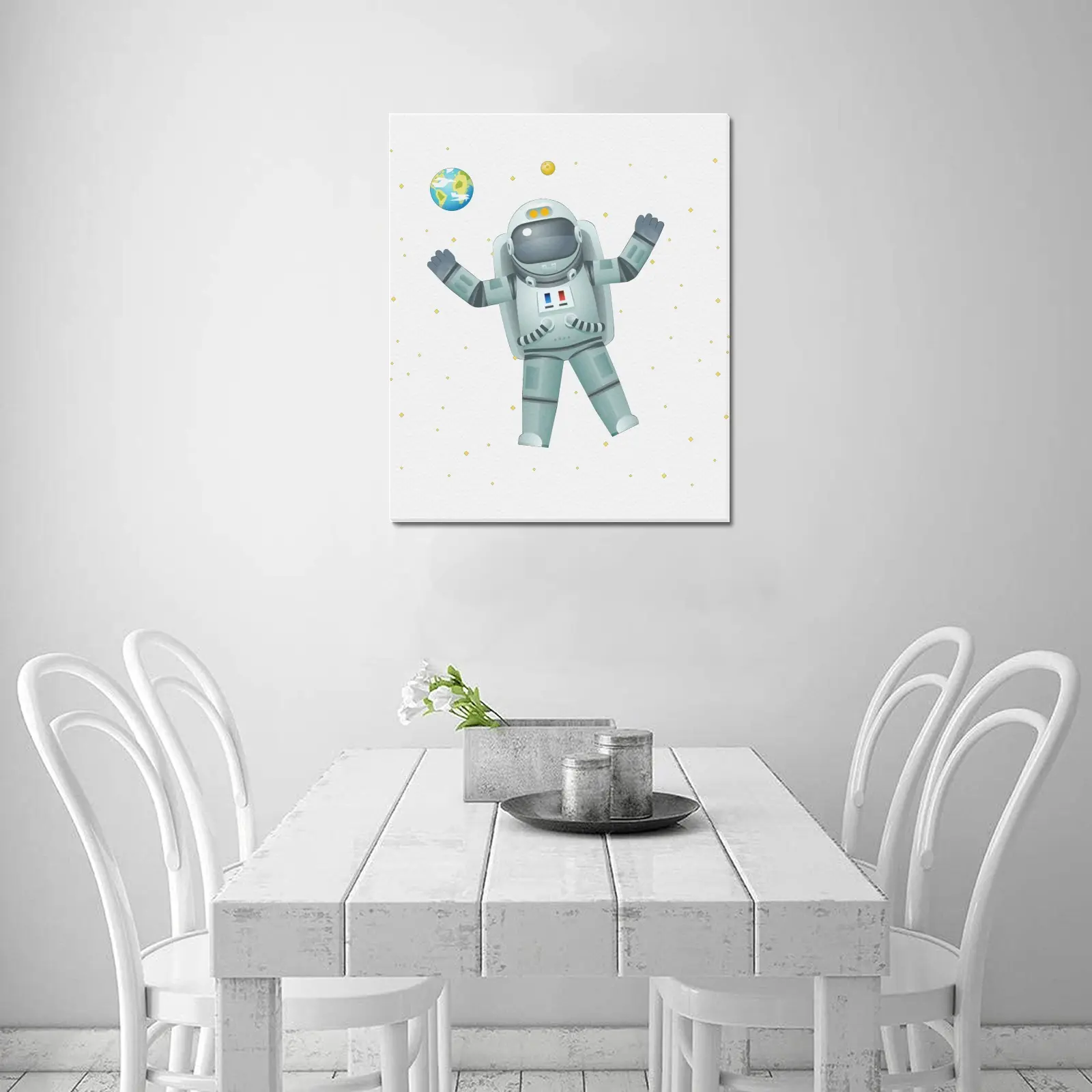 Astronaut Spaceman Space Stars Earth MoonFrame Canvas Print 20"x24" One Size