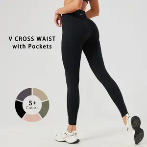 Shafits Women's High-Waisted Yoga Pants - V-Cross Waist, Side Pockets, High-Stretch Breathable Material, All Seasons for Hiking, Running