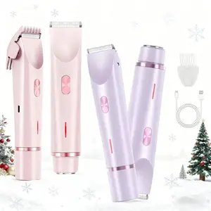 Painless 2-in-1 Body and Facial Epilator, Electric Bikini Trimmer for Women, Cordless Shaver for Pubic Hair and Underarms, Cute Graduation Gift for Girls Summer Vibe