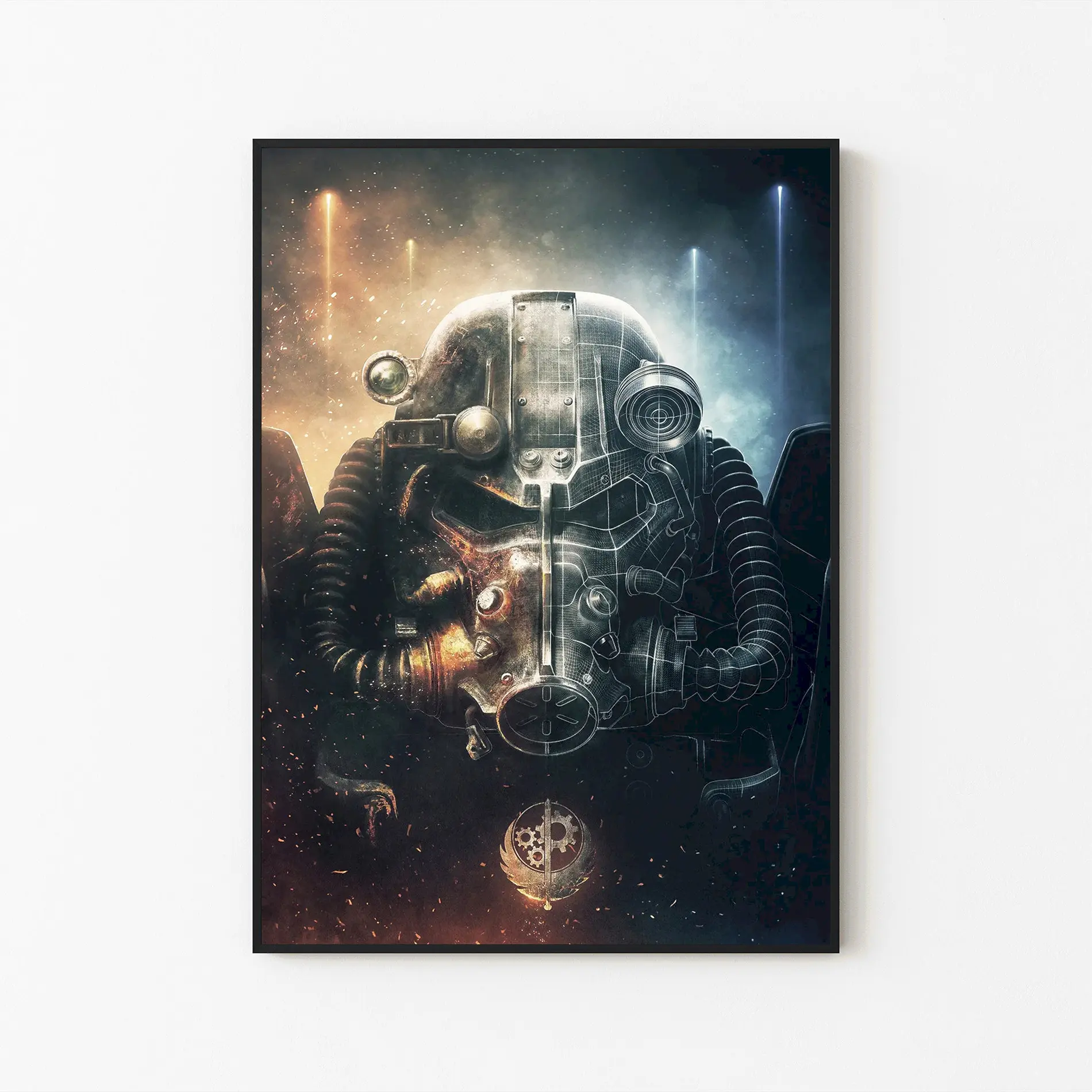 Unframed Print Only - Fallout Power Armor Helmet Poster, Gaming Wall Art, Post Apocalyptic Gamer Room Decor