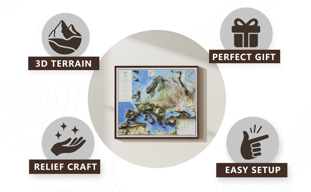 Europe 3D Relief Map