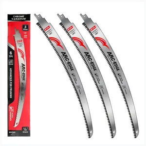 Japanese Teeth Reciprocating Saw Blade 15 Inch, Arc Edge Wood Pruning Saw Blades 6TPI for Tree Trimming, Wood Cutting, 3 Pieces