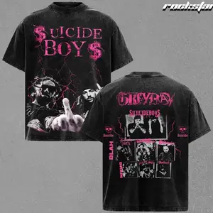 $uicideboy$ Merch Greyday 2026 G59 Oversized Baseball Apparel Vintage Washed T-Shirt & Heavyweight Fleece Hoodie Suicideboy Style Graphic Tee Urban Hip Hop Merch for Men Women QAL