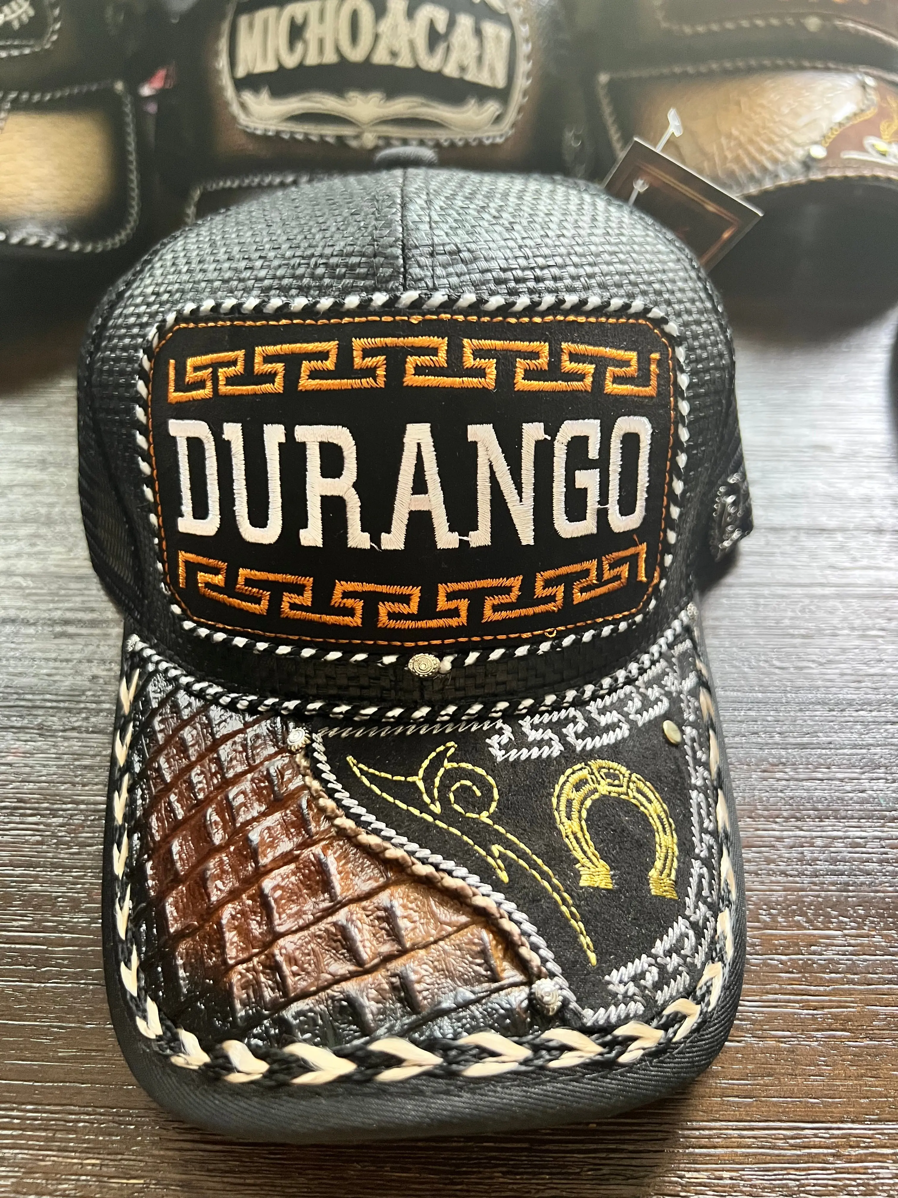 Durango Leather Trucker Hat with Snap Back