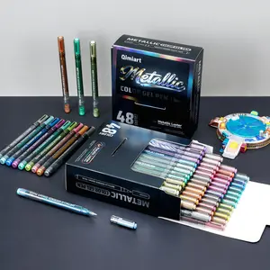 48 Metal Color Gel Pens Set, 1.0mm Broad Tip, Smooth Ink Flow, Large Capacity Metallic Ink, Rich Colors for Comics, Illustrations, DIY Crafts, Office Stationery Supplies
