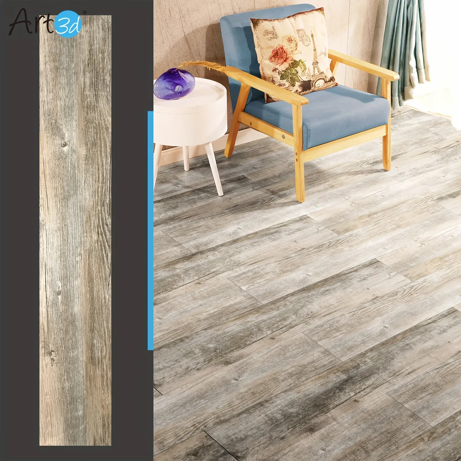 Art3d 36-Pack Self-adhesive Flooring Tiles, 36" X 6" X 0.06" Luxury Vinyl Plank, Old Wood, 54 Sq.ft/Case