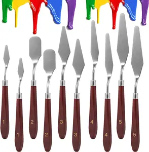 10PCS Stainless Steel Palette Knife Set – Flexible Painting Knives for Oil, Acrylic, & Canvas Art – Color Mixing & Scraping Tools