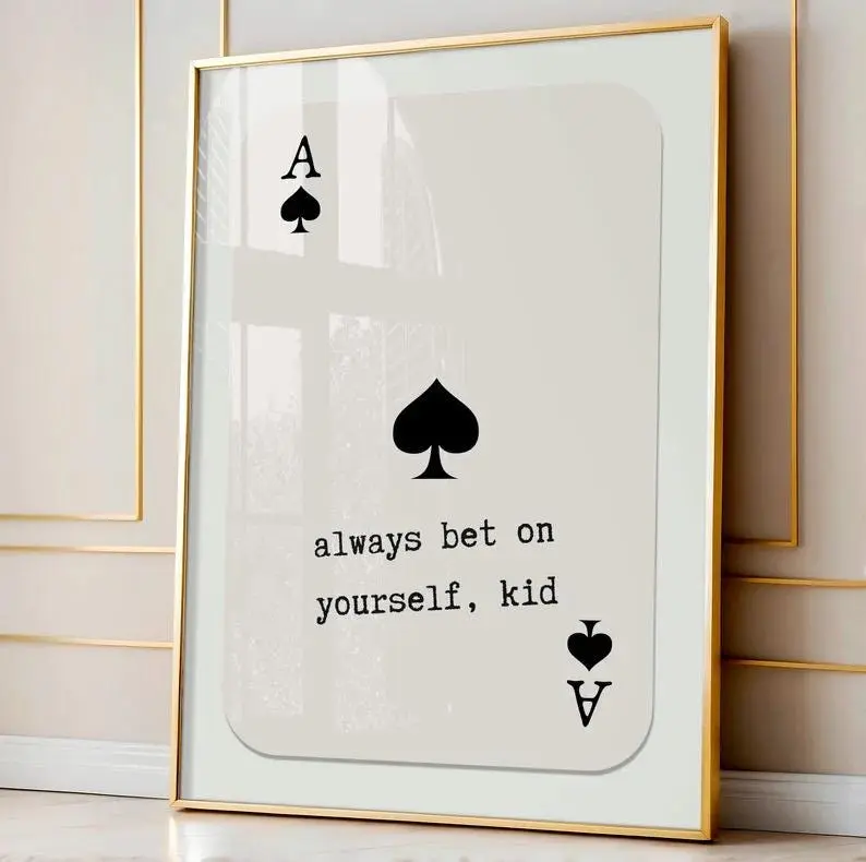 [NO FRAME] Trendy Playing Card Art, Ace of Spades Print, Daily Affirmation Poster