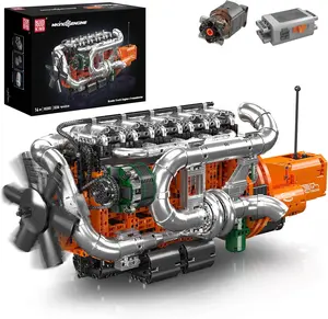 Mould King 10200 Truck Engine Model Kit Build Your Own Truck Engine & Transmission Building Sets with Motor STEM Project Building Model Kits That Run Collector Toy for Boys Adults 3236 Pieces