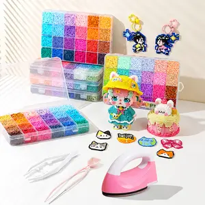 24/48/72/96/120-Color Plastic Fuse Beads Set, 2.6mm 3D Pixel Puzzle Beads, DIY Craft Bead Kit with Nail Board,Tweezers & DIY Accessories | Perfect for Pixel Art, Jewelry, Keychains & Kids Crafts