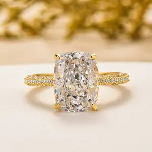 RODIFFY 9.0ct Elongated Cushion Cut Engagement Ring for Women,5A Cubic Zirconia 925 Sterling Silver Eternity Romance Ring