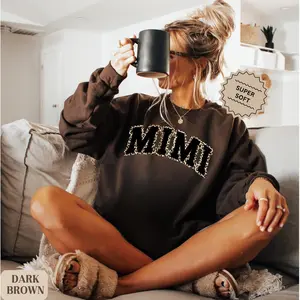 Leopard Mimi Sweatshirt - Cheetah Print Crewneck, Cozy Mimi Life Sweater, Mothers Day Gift