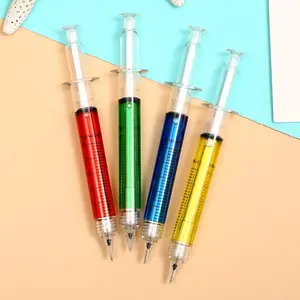 10 pieces, random colors, simulated syringe automatic pencils, syringe-shaped ballpoint pens, syringe-shaped highlighters. Pen Glitter Pen Caps