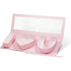 Geotobox 17.3 x 6 x 2 inches Pink/Red/White Color Fillable Letter Shaped Gift Box, I Love You I Heart U Alphabet Valentine's Day Box with Clear Lid