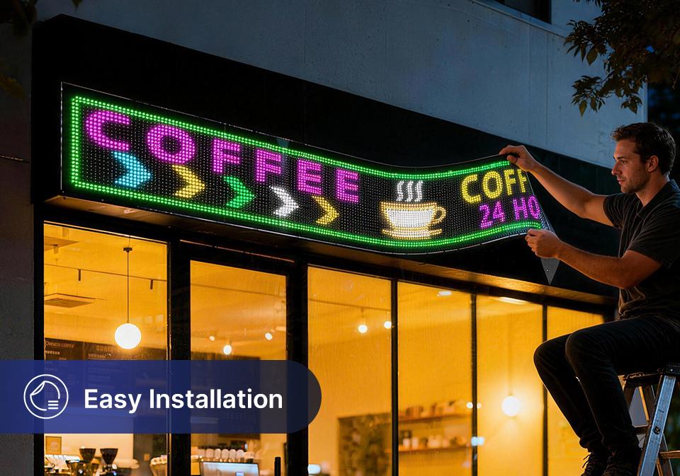 HYPERLITE Scrolling LED Message Sign USB Programmable Display Board Custom Text Marquee Light with App Control for Business Restaurant Event Christmas Decor Multiple Sizes 898mm to 3340mm stockup mothersday