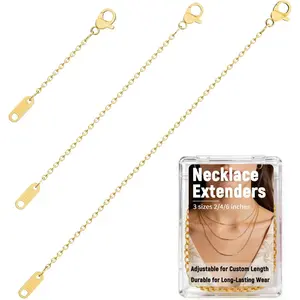 3 count Necklace Extenders for Women, 2" 4" 6" 18k  Plated Chain Extenders for Necklaces,  Necklaces Bracelet Anklet Extender for Women  Making,