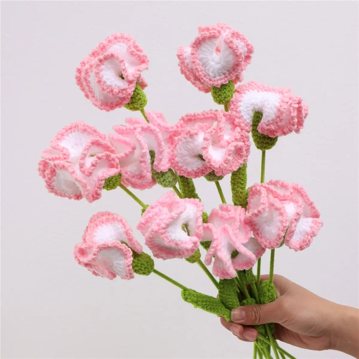 10 Handmade Crochet Carnations Bouquet, Artificial Flowers Bouquet, Artificial Flower Arrangements, Yarn Flower, Perfect for Mother's Day, New Year, Wedding, Party Decoration