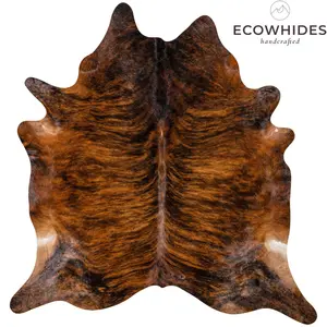 Luxury Natural Rug Look - Brindle Cowhide Rug - Real Leather, Soft & Timeless Design