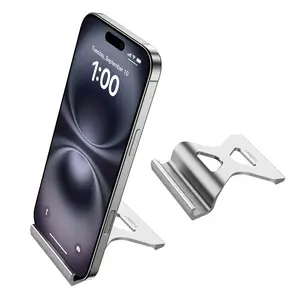 Mini Cell Phone Stand, Aluminum Phone Stand for Desk Compatible with All Mobile Phones, Electronic Reading Devices(4-7'') Sliver Accessories Cellphone Mount Smartphone