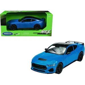 2024 Ford Mustang GT 5.0 Blue 1:25 Diecast Model Car Welly NEX Models Collectible