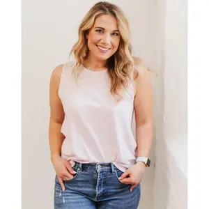 Pink Tanktop - Sleeveless Crewneck Casual Top for Women, Minimalist Design, Comfortable Fit