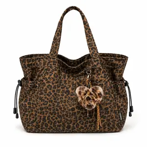 Vintage Leopard Print Tote Bag Spacious Everyday Shoulder Bag For Women