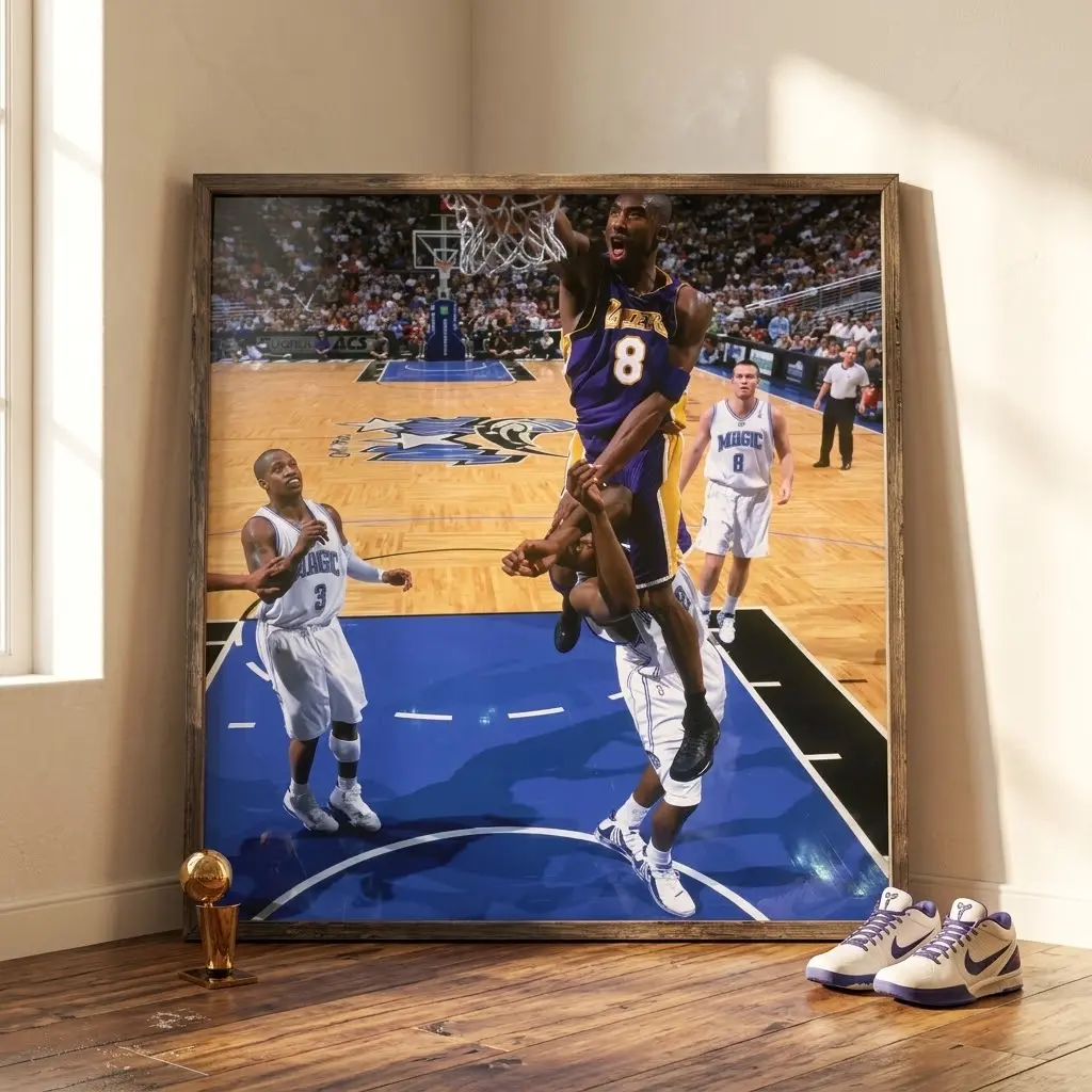 Kobe Bryant Lakers Slam Dunk Basketball Photo Poster, Home Decor Gift