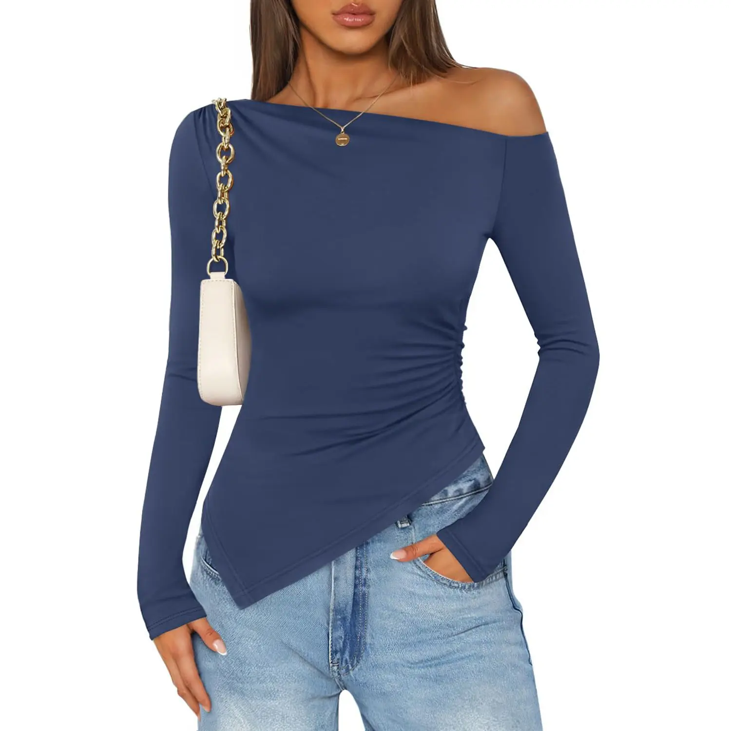 ZESICA Women's Off The Shoulder Tops 2026 Long Sleeve Y2K ZESICA Women's Off The Shoulder Tops 2026 Long Sleeve Y2K