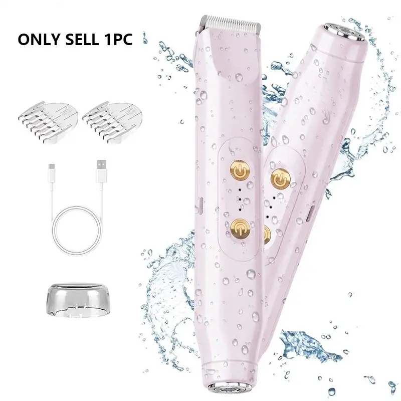 New Dual Head Women's Shaver, Two-In-One Private Area Trimmer, Intimate Pubic Trimmer, Portable USB Rechargeable, Cordless Body Shaver, Ladies' Dedicated Shaver, Holiday Gift, Groin Hair Trimmer