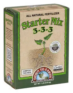 Down To Earth Starter Mix 3-3-3 Fertilizer- All Natural for Young Seedlings & Container Plants- 1lb